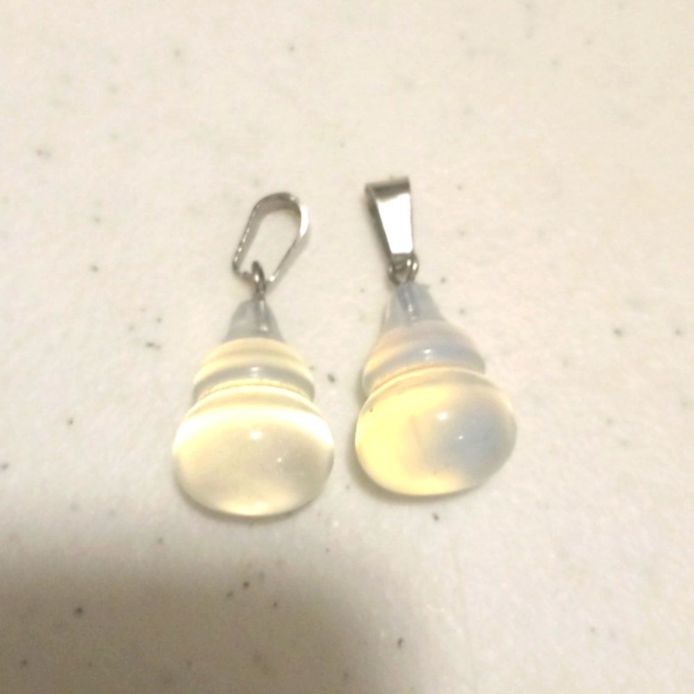 NEW📿🐼🧧 Pair of Chinese opalite gourd pendant charms harmony marriage fertility